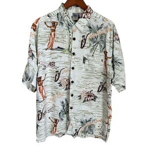 Vintage Gotcha Sport Hawaiian Shirt Dancing Hula Girl Rayon Tropical Men's XL